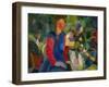 Maedchen mit Fischglas-Girl with fish-bowl. Canvas (1914) 81 x 100.5 cm Inv. G 0017.-August Macke-Framed Giclee Print