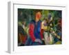 Maedchen mit Fischglas-Girl with fish-bowl. Canvas (1914) 81 x 100.5 cm Inv. G 0017.-August Macke-Framed Giclee Print