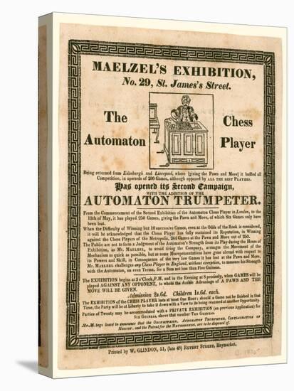 Maelzel's Exhibition, 29 St James's Street, the Automaton Chess Player, C 1825-null-Stretched Canvas