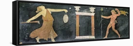 Maenad and Satyr Dancing (Opus Sectile)-Roman-Framed Stretched Canvas