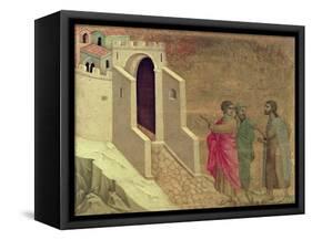 Maesta: Christ Appearing on the Road to Emmaus, 1308-11-Duccio di Buoninsegna-Framed Stretched Canvas