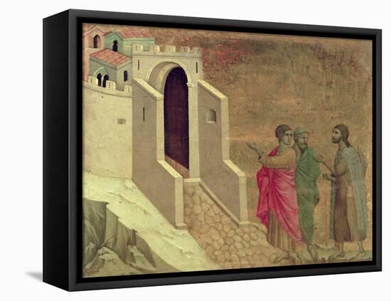 Maesta: Christ Appearing on the Road to Emmaus, 1308-11-Duccio di Buoninsegna-Framed Stretched Canvas