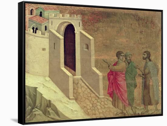 Maesta: Christ Appearing on the Road to Emmaus, 1308-11-Duccio di Buoninsegna-Framed Stretched Canvas