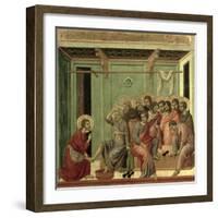 Maesta: Christ Washing the Disciples' Feet, c.1308-11-Duccio di Buoninsegna-Framed Giclee Print