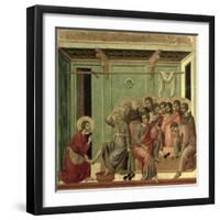 Maesta: Christ Washing the Disciples' Feet, c.1308-11-Duccio di Buoninsegna-Framed Giclee Print