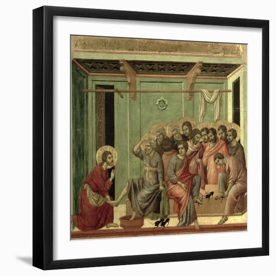 Maesta: Christ Washing the Disciples' Feet, c.1308-11-Duccio di Buoninsegna-Framed Giclee Print