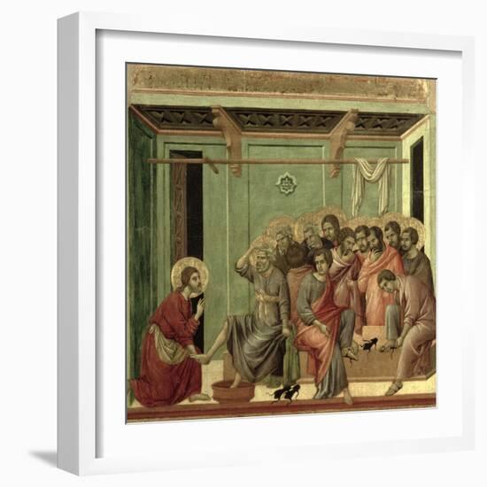 Maesta: Christ Washing the Disciples' Feet, c.1308-11-Duccio di Buoninsegna-Framed Giclee Print