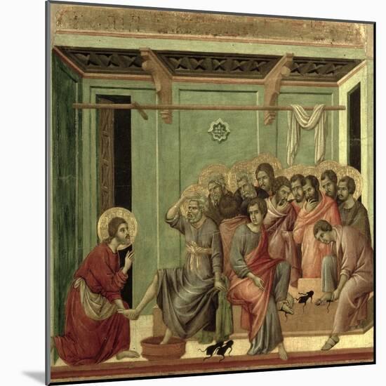 Maesta: Christ Washing the Disciples' Feet, c.1308-11-Duccio di Buoninsegna-Mounted Giclee Print