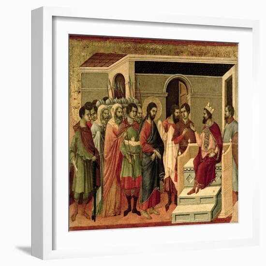 Maesta: Jesus Before Herod, 1308-11-Duccio di Buoninsegna-Framed Giclee Print