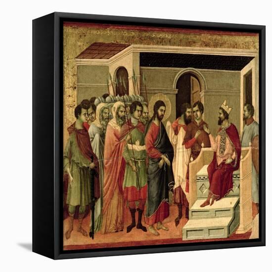 Maesta: Jesus Before Herod, 1308-11-Duccio di Buoninsegna-Framed Stretched Canvas