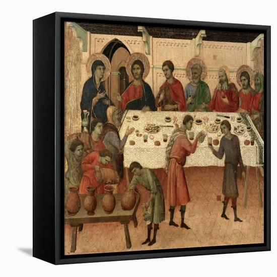 Maestà - Public Life of Christ: the Wedding Feast of Cana, 1308-1311-Duccio Di buoninsegna-Framed Stretched Canvas