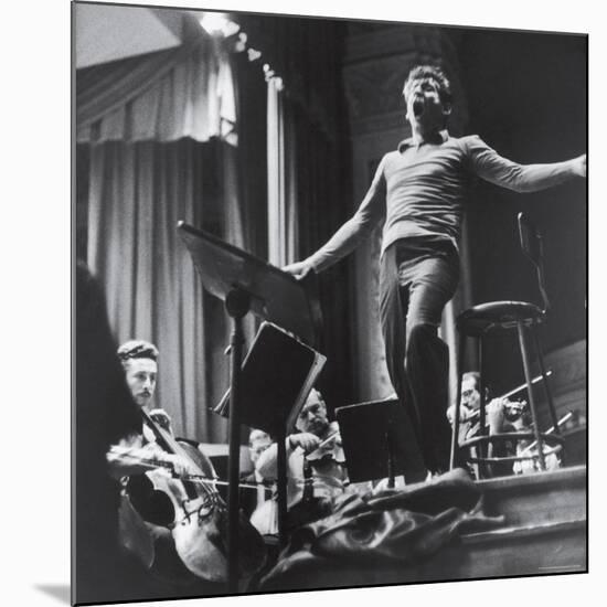 Maestro Leonard Bernstein Conducting the NY Philharmonic Orchestra for a Concert at Carnegie Hall-Alfred Eisenstaedt-Mounted Premium Photographic Print