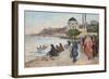 Mafalda on the Banks of the Bosphorus, the Dolmabahce Mosque in the Background-Fausto Zonaro-Framed Giclee Print