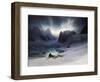 Magdalena Bay, View from Peninsula in Northern Spitsbergen with Aurora Borealis, 1841-François-Auguste Biard-Framed Giclee Print