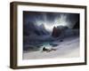 Magdalena Bay, View from Peninsula in Northern Spitsbergen with Aurora Borealis, 1841-François-Auguste Biard-Framed Giclee Print