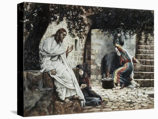 Magdalene at the Feet of Jesus-James Tissot-Stretched Canvas