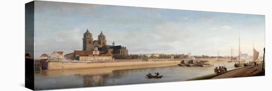 Magdeburg on the Banks of the River Elbe - View from the East to the West; Magdeburg an Der Elbe;…-Johann Philipp Eduard Gartner-Stretched Canvas