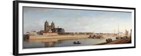 Magdeburg on the Banks of the River Elbe - View from the East to the West; Magdeburg an Der Elbe;…-Johann Philipp Eduard Gartner-Framed Giclee Print