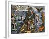 Magellan Passing Through His Strait Sail around South America Circumnavigation of Earth, 1519-1522-null-Framed Giclee Print