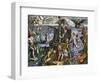 Magellan Passing Through His Strait Sail around South America Circumnavigation of Earth, 1519-1522-null-Framed Premium Giclee Print