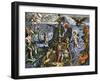 Magellan Passing Through His Strait Sail around South America Circumnavigation of Earth, 1519-1522-null-Framed Giclee Print