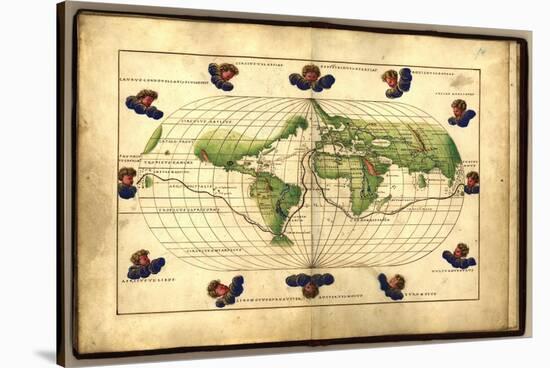 Magellan's Route, 16th Century Map-Library of Congress-Stretched Canvas