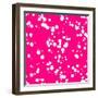 Magenta Abstract Background with Seamless Random White Circles, Dots, Film Grain, Noise, Dotwork, G-molaruso-Framed Art Print