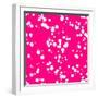 Magenta Abstract Background with Seamless Random White Circles, Dots, Film Grain, Noise, Dotwork, G-molaruso-Framed Art Print