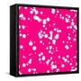 Magenta Abstract Background with Seamless Random White Circles, Dots, Film Grain, Noise, Dotwork, G-molaruso-Framed Stretched Canvas