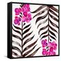 Magenta Black Orchid Bloom Pattern-Cat Coquillette-Framed Stretched Canvas