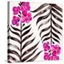 Magenta Black Orchid Bloom Pattern-Cat Coquillette-Stretched Canvas