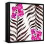 Magenta Black Orchid Bloom Pattern-Cat Coquillette-Framed Stretched Canvas