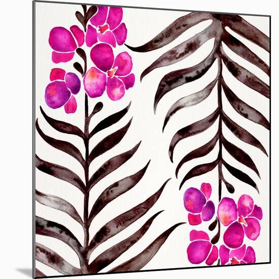 Magenta Black Orchid Bloom Pattern-Cat Coquillette-Mounted Giclee Print