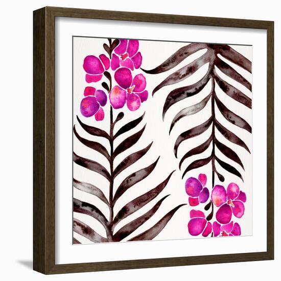 Magenta Black Orchid Bloom Pattern-Cat Coquillette-Framed Giclee Print