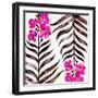 Magenta Black Orchid Bloom Pattern-Cat Coquillette-Framed Giclee Print