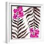 Magenta Black Orchid Bloom Pattern-Cat Coquillette-Framed Giclee Print