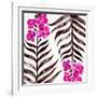 Magenta Black Orchid Bloom Pattern-Cat Coquillette-Framed Giclee Print