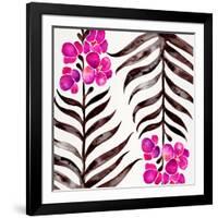 Magenta Black Orchid Bloom Pattern-Cat Coquillette-Framed Giclee Print