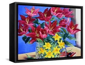 Magenta Lilies and Daffodils-Christopher Ryland-Framed Stretched Canvas