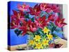 Magenta Lilies and Daffodils-Christopher Ryland-Stretched Canvas