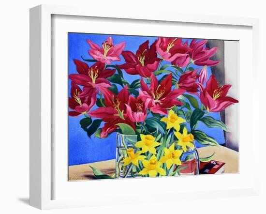 Magenta Lilies and Daffodils-Christopher Ryland-Framed Giclee Print