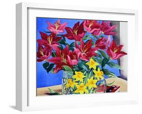 Magenta Lilies and Daffodils-Christopher Ryland-Framed Giclee Print