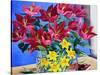 Magenta Lilies and Daffodils-Christopher Ryland-Stretched Canvas