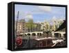 Magere Brug, Amstel River, Amsterdam, Netherlands, Europe-Amanda Hall-Framed Stretched Canvas