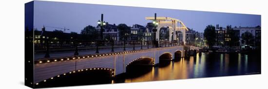 Magere Brug Bridge, Amsterdam, Holland-Walter Bibikow-Stretched Canvas