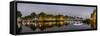 Magere Brug over the River Amstel and Canal Houses Illuminated on Foggy Evening-null-Framed Stretched Canvas