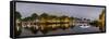 Magere Brug over the River Amstel and Canal Houses Illuminated on Foggy Evening-null-Framed Stretched Canvas