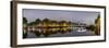 Magere Brug over the River Amstel and Canal Houses Illuminated on Foggy Evening-null-Framed Photographic Print