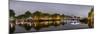 Magere Brug over the River Amstel and Canal Houses Illuminated on Foggy Evening-null-Mounted Photographic Print