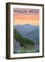 Maggie Valley, North Carolina - Bear Family and Spring Flowers-Lantern Press-Framed Art Print